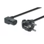 DIGITUS maitinimo laidas, CEE 7/7 (Typ-F) - C13, 90° kampuotas kištukas/lizdas, 1,8 m, H05VV-F3G 0,75 mm², juodas, pagal ES gaires