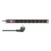 DIGITUS PDU - 1U aliumininis stovo 7x saugos + 1x lizdas 16A 4000W 250VAC 50/60Hz apsauga nuo perkrovos