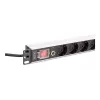 DIGITUS PDU - 1U aliumininis stovo 7x saugos + 1x lizdas 16A 4000W 250VAC 50/60Hz apsauga nuo perkrovos