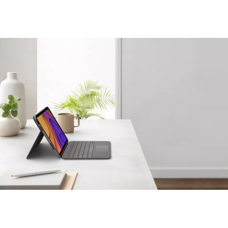 LOGITECH Folio Touch klaviatūros dėklas su foniniu apšvietimu ir valdymo kilimėliu, Oxford Grey, iPad Air (4th gen), Deutsch Qwertz