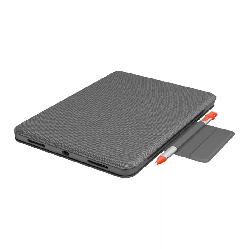 LOGITECH Folio Touch klaviatūros dėklas su foniniu apšvietimu ir valdymo kilimėliu, Oxford Grey, iPad Air (4th gen), Deutsch Qwertz