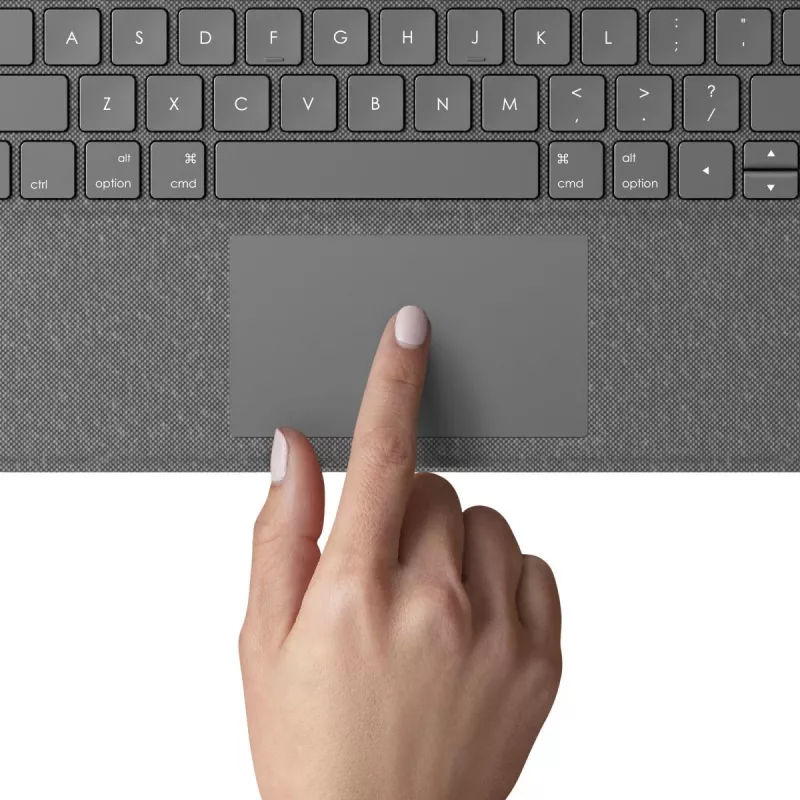 LOGITECH Folio Touch klaviatūros dėklas su foniniu apšvietimu ir valdymo kilimėliu, Oxford Grey, iPad Air (4th gen), Deutsch Qwertz