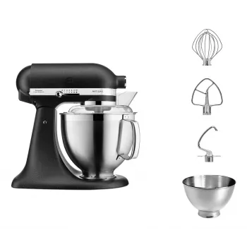 Virtuvinis kombainas KITCHENAID ARTISAN 5KSM185PS – 4,8 l nerūdijančio plieno dubuo, 300 W, 10 greičių, juodas