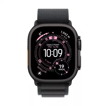 Išmanusis laikrodis Apple Watch Ultra 3 GPS + Cellular 49mm Juodo titano korpusas su Juodu Alpine Loop dirželiu (M)
