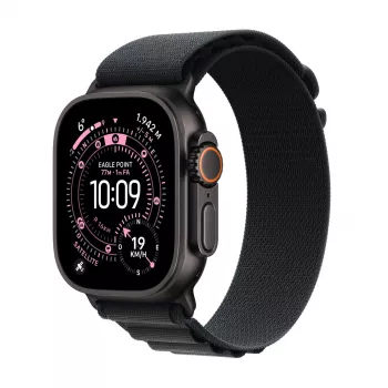 Išmanusis laikrodis Apple Watch Ultra 3 GPS + Cellular 49mm Juodo titano korpusas su Juodu Alpine Loop dirželiu (M)