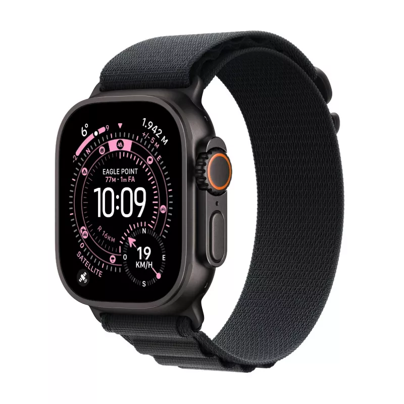 Išmanusis laikrodis Apple Watch Ultra 3 GPS + Cellular 49mm Juodo titano korpusas su Juodu Alpine Loop dirželiu (M)