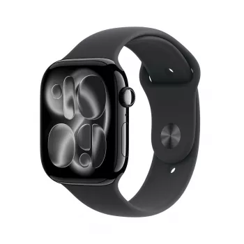 APPLE Watch Series 11 GPS + Cellular 46mm „Jet Black“ aliuminio korpusas su juodu sportiniu dirželiu S/M
