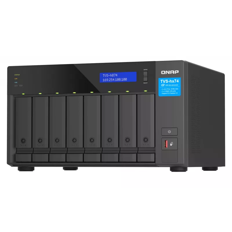 QNAP TVS-h874 NAS bokštas Intel® Core™ i5 i5-12400 32 GB DDR4 0 TB QuTS hero Juoda