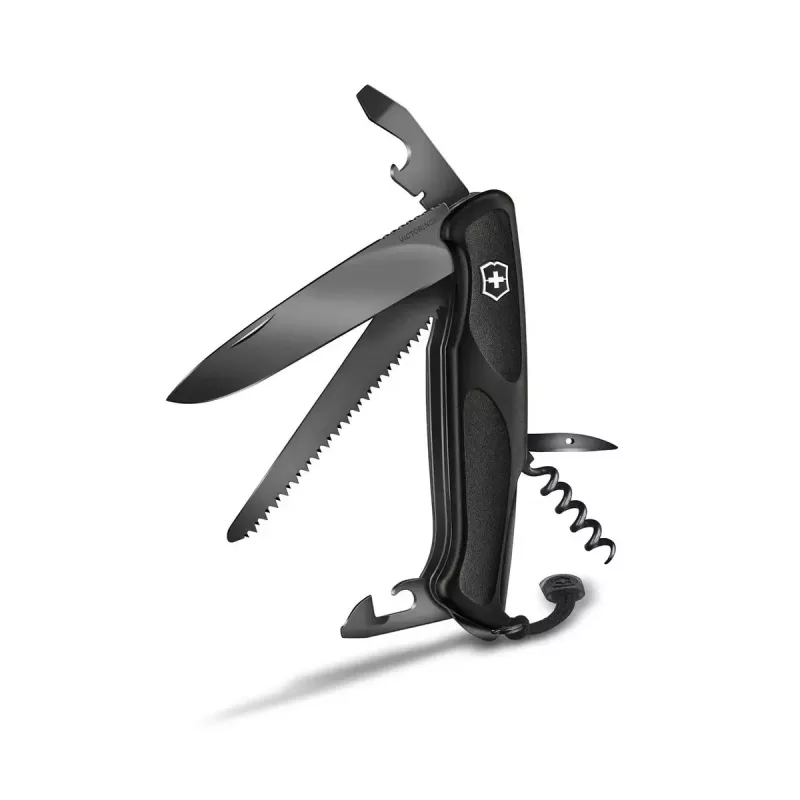 Victorinox Ranger Grip 55 0.9563.C31P sulankstomas peilis daugiafunkcis įrankis, 12 funkcijų, 130 mm, Onyx Black