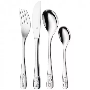 WMF Safari 12.8002.6040 vaikiškas valgymo įrankių rinkinys, 4 vnt., geltonas/žalias