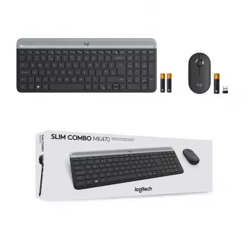 Logitech MK470 belaidė klaviatūra ir pelė, Graphite, pelė įtraukta, QWERTY US, USB