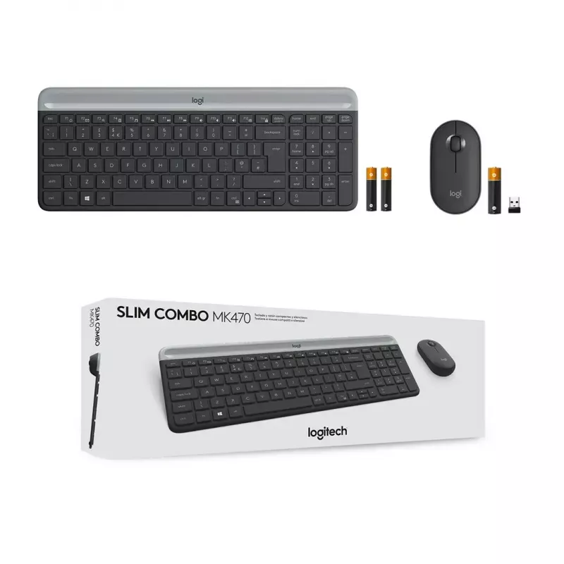 Logitech MK470 belaidė klaviatūra ir pelė, Graphite, pelė įtraukta, QWERTY US, USB
