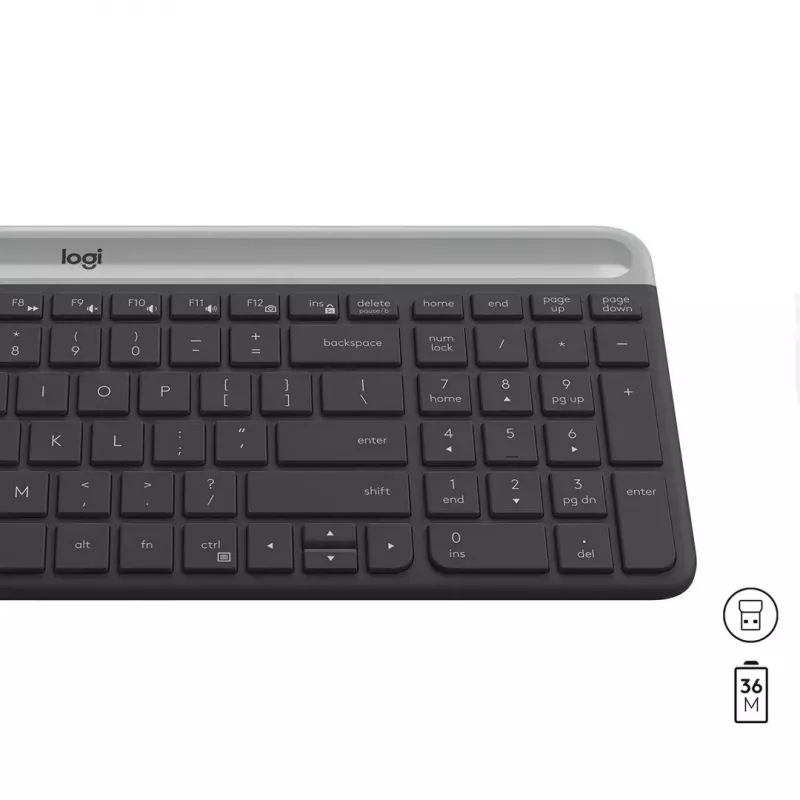 Logitech MK470 belaidė klaviatūra ir pelė, Graphite, pelė įtraukta, QWERTY US, USB
