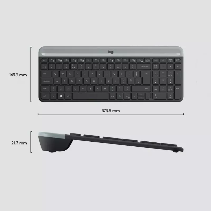 Logitech MK470 belaidė klaviatūra ir pelė, Graphite, pelė įtraukta, QWERTY US, USB