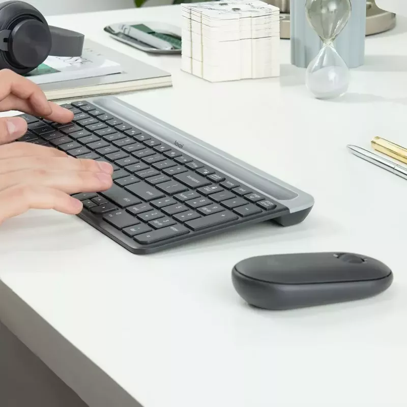 Logitech MK470 belaidė klaviatūra ir pelė, Graphite, pelė įtraukta, QWERTY US, USB