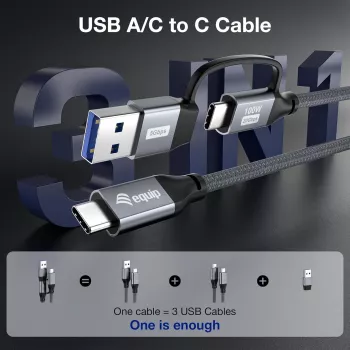 Equip 128432 USB 3.2 Gen 2x2 laidas 2 m USB A / USB C, juodas