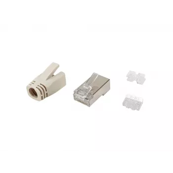 Equip Cat.6A RJ45 ekranuotas kištukų rinkinys 100 vnt. nerūdijančio plieno permatomas baltas