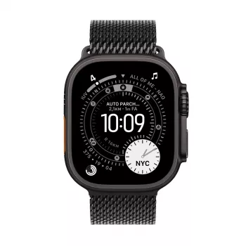 Išmanusis laikrodis Apple Watch Ultra 3 GPS + Cellular 49mm Juodas titano korpusas su juoda titano Milano kilpa (vidutinė)