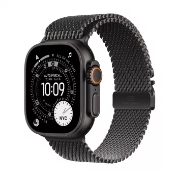 Išmanusis laikrodis Apple Watch Ultra 3 GPS + Cellular 49mm Juodas titano korpusas su juoda titano Milano kilpa (vidutinė)