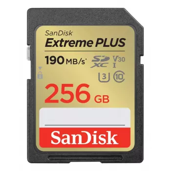 WESTERN DIGITAL Extreme PLUS 256GB SDHC atminties kortelė 190MB/s 130MB/s UHS-I Class 10 U3 V30