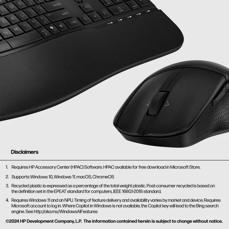 HP 685 Comfort Dual-Mode klaviatūros ir pelės rinkinys belaidis Bluetooth pilno dydžio