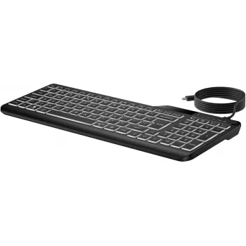 HP 405 kelių įrenginių apšviesta laidinė klaviatūra, pilno dydžio (100%), laidinė, USB, membraninė, QWERTY, juoda