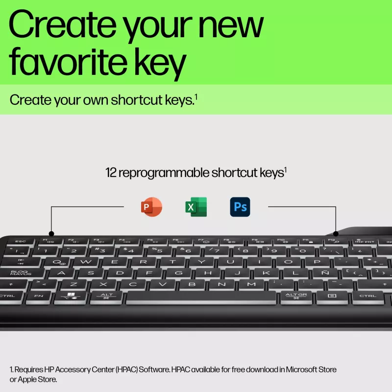 HP 405 kelių įrenginių apšviesta laidinė klaviatūra, pilno dydžio (100%), laidinė, USB, membraninė, QWERTY, juoda