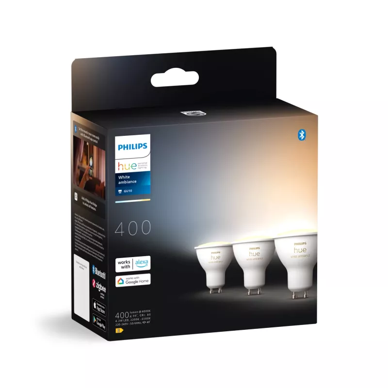 Philips Hue White ambience GU10 protingas prožektorius (3 vnt. pakuotė)