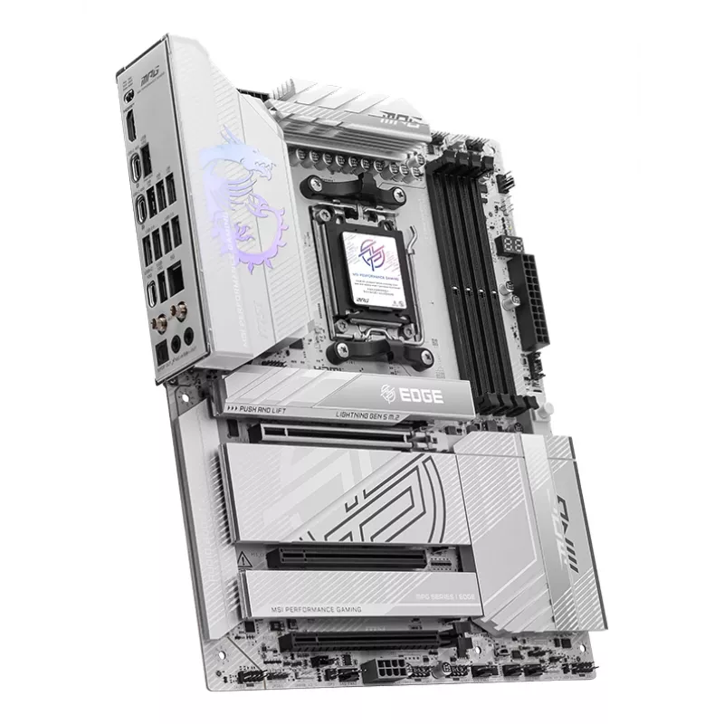 Motininė plokštė MSI MPG X870E EDGE TI WIFI, AMD X870E mikroschemų rinkinys, Socket AM5, ATX, DDR5, 4×DIMM, Wi‑Fi 7, 5Gb LAN, 4×M.2