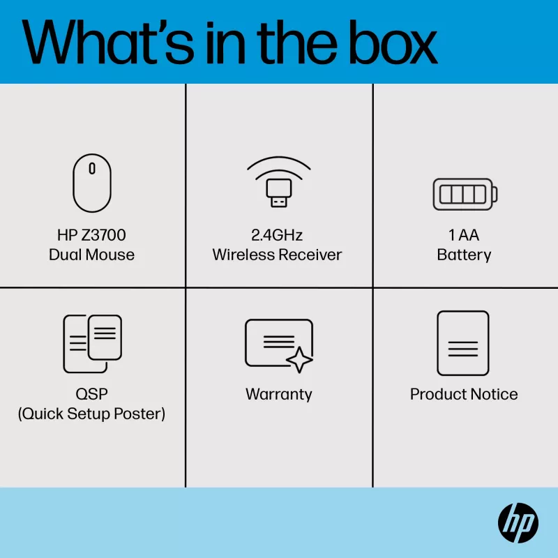 HP Z3700 Dual Silver pelė, ambidekstrinė, RF belaidė + Bluetooth, sidabrinė