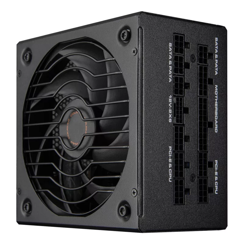 COUGAR GLE 1000W ATX 3.1 kompiuterio maitinimo blokas, 80 PLUS Gold, 100–240 V, 50/60 Hz, 20+4 kontaktų ATX, 135 mm ventiliatorius, juodas
