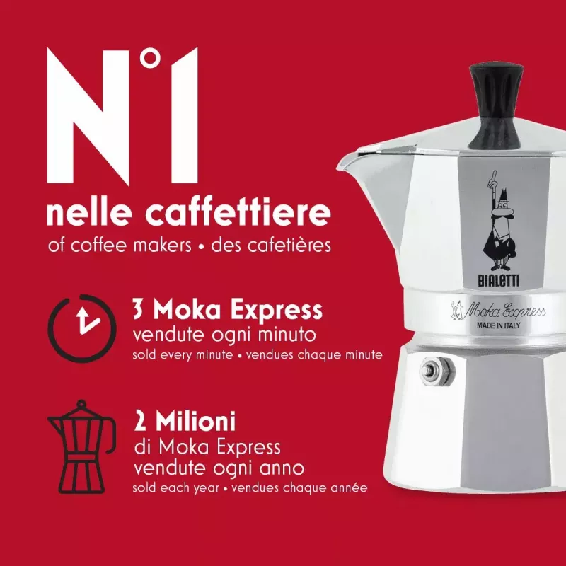 Moka puodas BIALETTI Moka Express aliuminis 2 puodeliams (100 ml) juodas