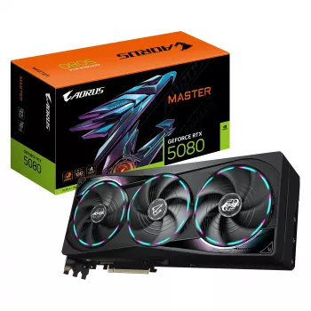 GIGABYTE AORUS GeForce RTX 5080 MASTER 16G Vaizdo Plokštė – 16 GB GDDR7, 256 bit, PCI-E 5.0, 2805 MHz Branduolio Dažnis, 3x DisplayPort, 1x HDMI, GV-N5080AORUS M-16GD