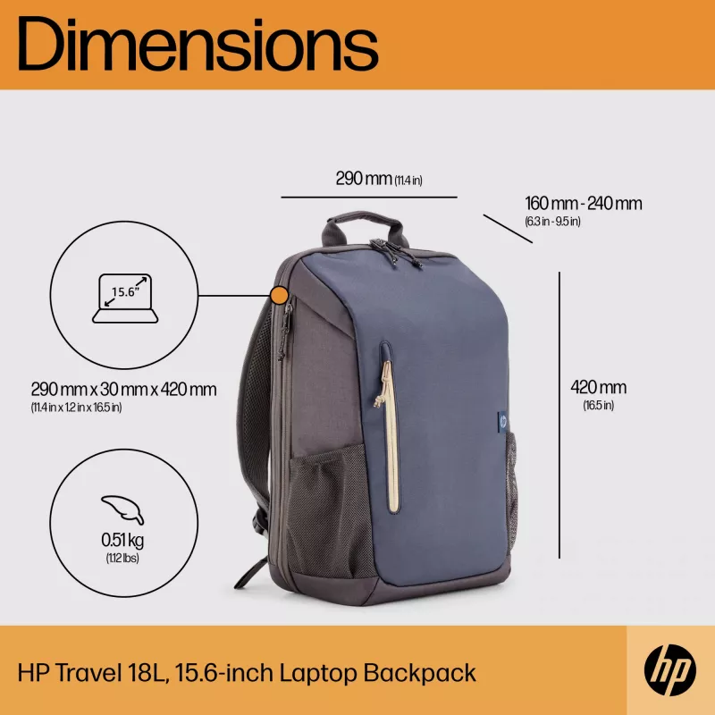 HP Travel 18 Litrų 15.6 col. Pilkos Spalvos Kuprinė Nešiojamam Kompiuteriui
