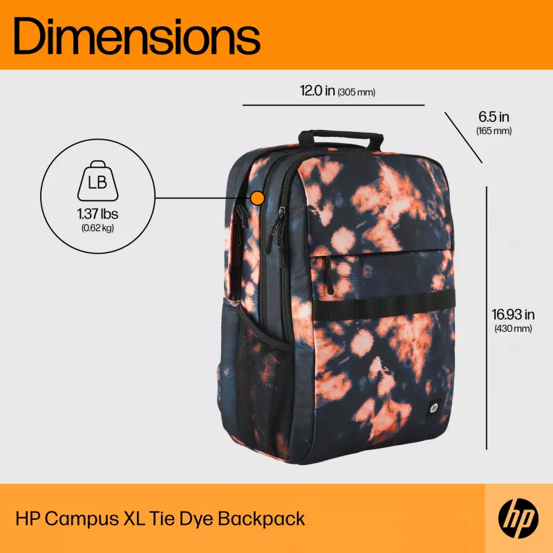Kuprinė HP Campus XL Tie Dye Backpack Black Polyester