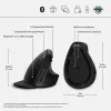 HP 920 ergonominė belaidė pelė, dešinei rankai, vertikali konstrukcija, Bluetooth + USB Type-A, 4000 DPI, juoda