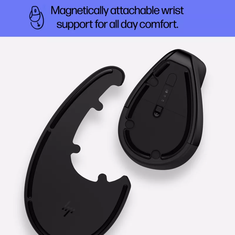 HP 920 ergonominė belaidė pelė, dešinei rankai, vertikali konstrukcija, Bluetooth + USB Type-A, 4000 DPI, juoda
