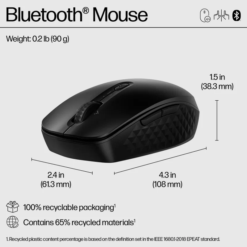 HP 420 Programuojama Bluetooth pelė, ambidekstrinė, Bluetooth, 4000 DPI, juoda