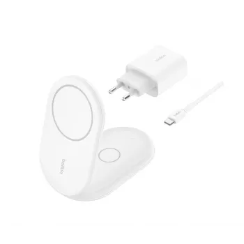 BELKIN BoostCharge Qi2 15W Magnetinis 2 viename Stovas - Baltas