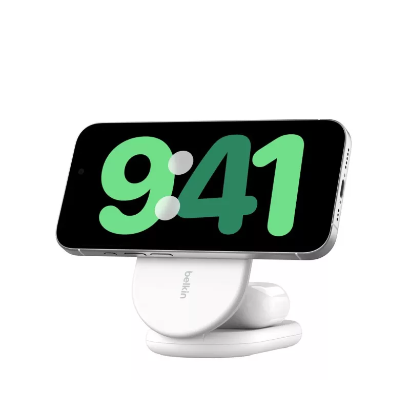 BELKIN BoostCharge Qi2 15W Magnetinis 2 viename Stovas - Baltas