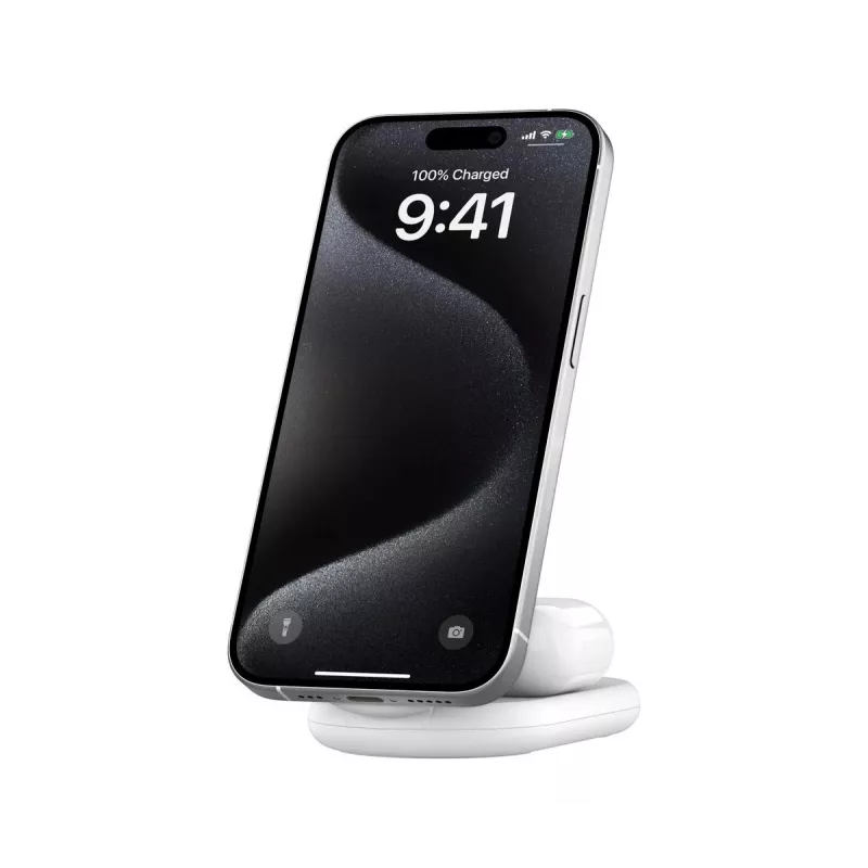 BELKIN BoostCharge Qi2 15W Magnetinis 2 viename Stovas - Baltas