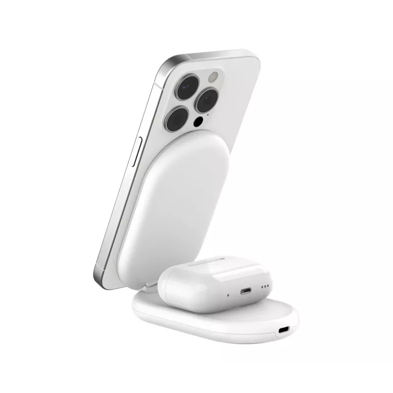 BELKIN BoostCharge Qi2 15W Magnetinis 2 viename Stovas - Baltas