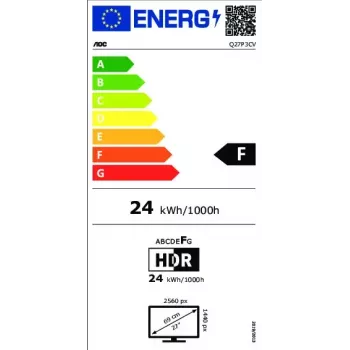 AOC Q27P3CV monitorius 68,6 cm (27 colių) 2560 x 1440 pikselių Quad HD LED juodas