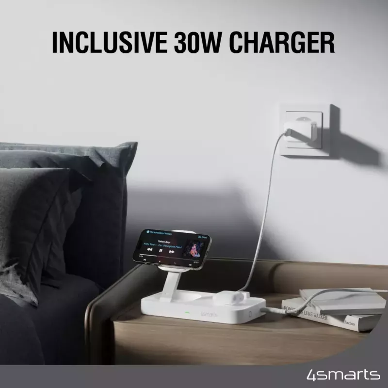 Belaidis įkroviklis 4smarts Qi2 Universal Baltas Greitasis Įkrovimas Vidine AC 12V