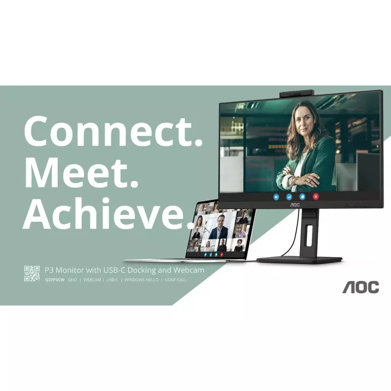 AOC Q27P3CW monitorius 68,6 cm (27 colių) 2560 x 1440 pikselių Quad HD LED juodas