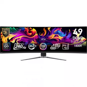 MSI MPG 491CQPXDE QD-OLED monitorius 124,5 cm (49 inch) 5120 x 1440 pikselių Dual QHD juodas
