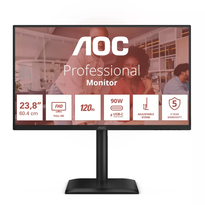 Monitorius AOC E4 24E4CV 60.5 cm (23.8 colio) 1920 x 1080 pikselių Full HD LED juodas
