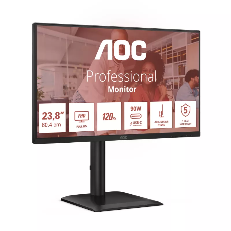 Monitorius AOC E4 24E4CV 60.5 cm (23.8 colio) 1920 x 1080 pikselių Full HD LED juodas