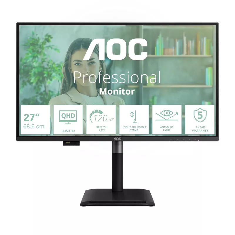 Monitorius AOC Q27P4U 68,6 cm (27 colių) 2560 x 1440 pikselių Wide Quad HD juodas