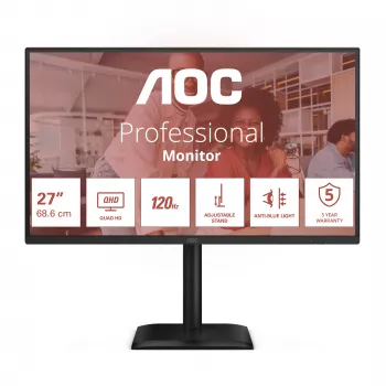 AOC E4 Q27E4CV kompiuterio monitorius 68,6 cm (27 col.) 2560 x 1440 pikselių Quad HD LED juodas